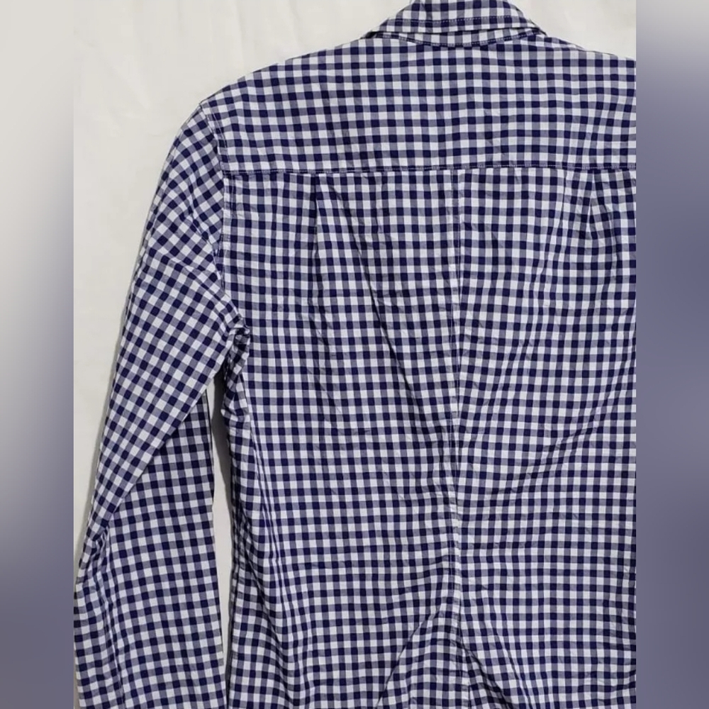 Frank & Eileen Barry Shirt Blue Gingham Tailored Size XS Italian Vintage Cotton - Picture 11 of 15